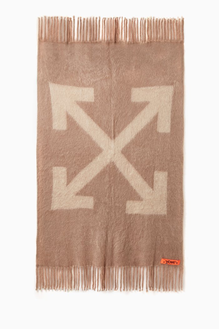 

Arrows Blanket in Mohair Wool Blend, Neutral