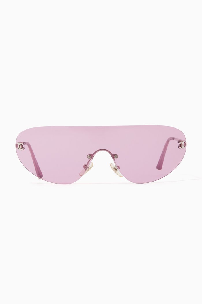

CC Rimless D-frame Sunglasses, Pink