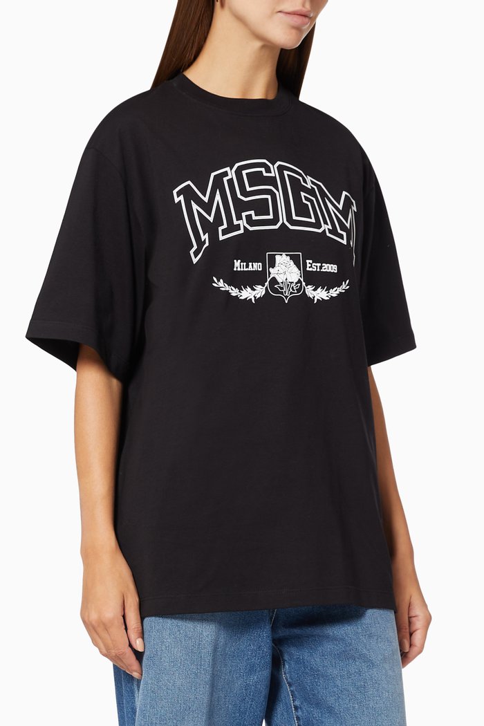 

College Logo T-shirt in Cotton Jersey, Black