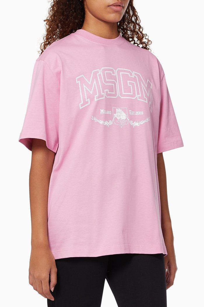 

College Logo T-shirt in Cotton Jersey, Pink