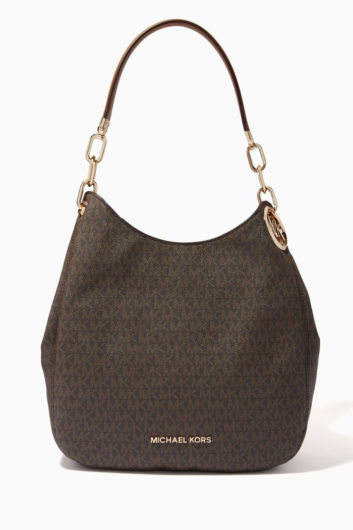 

Large Lillie Shoulder Bag in Logo Canvas, Brown