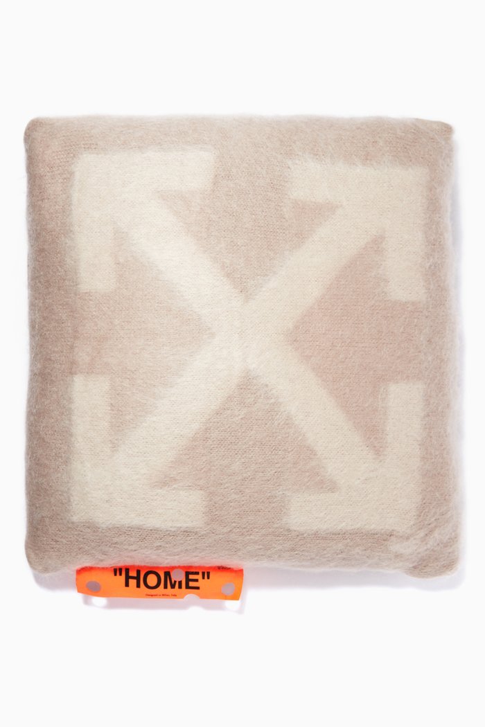 Arrows Small Pillow in Mohair Wool Blend, 45 x 45, Neutral