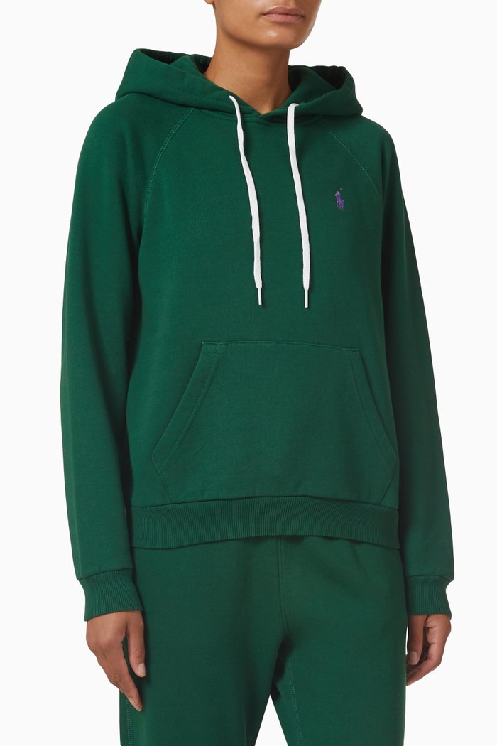 

Pullover Hoodie in Cotton Blend Fleece, Green