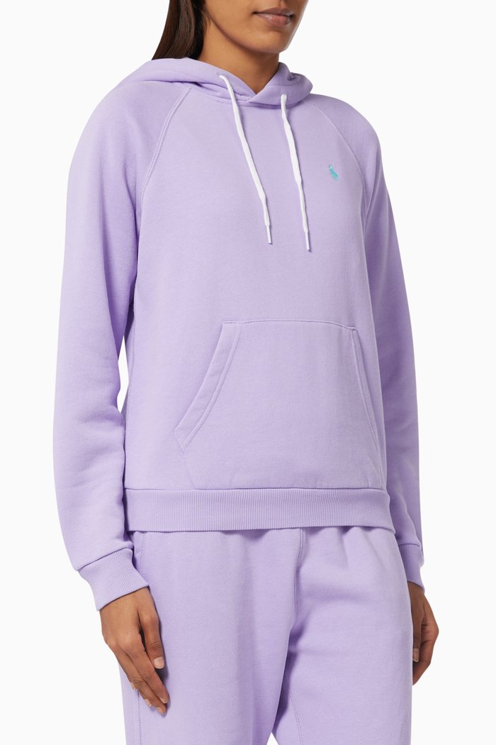

Pullover Hoodie in Cotton Blend Fleece, Purple