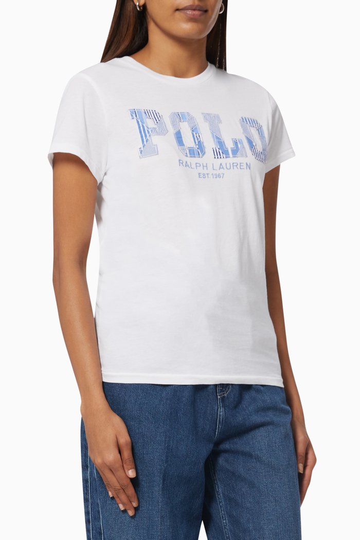 

Polo Logo Patch T-shirt in Cotton Jersey, White