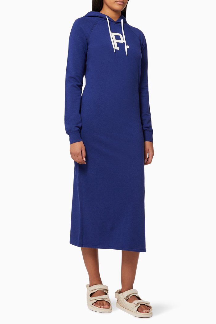

Hoodie Dress in Fleece, Blue