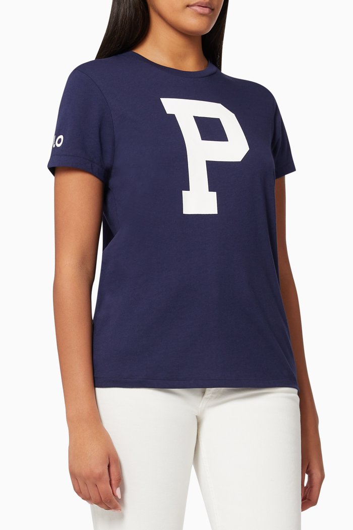 

Letter Logo T-shirt in Cotton Jersey, Blue
