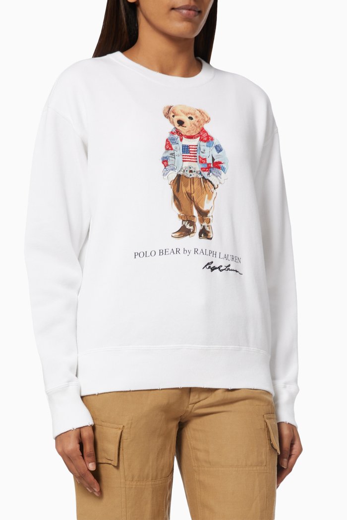 

Bandana Polo Bear Sweatshirt in Cotton Blend Fleece, White