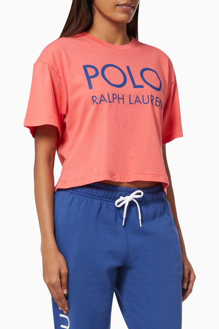 

Logo Cropped T-shirt in Cotton Jersey, Red