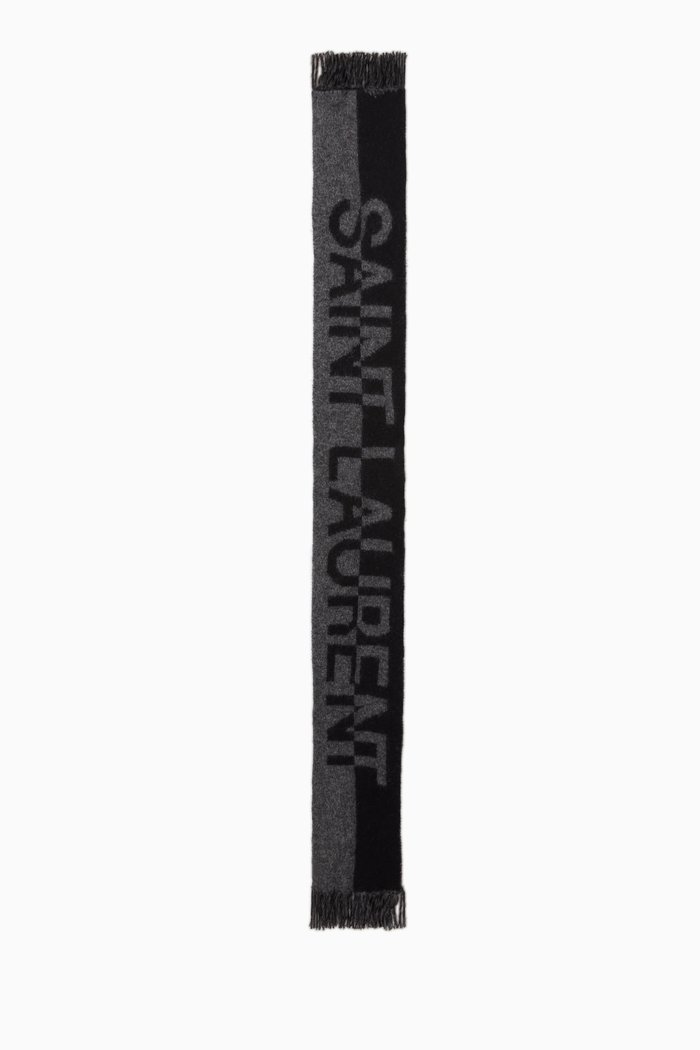 

Signature SAINT LAURENT Scarf in Wool Knit, Black