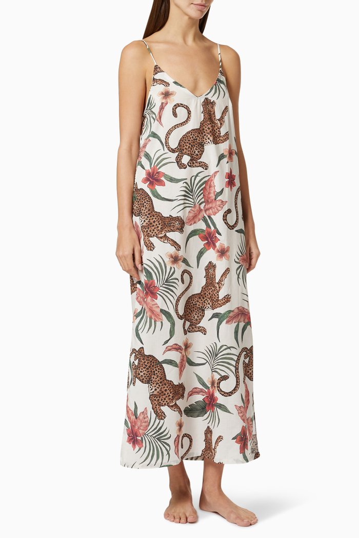 

Soleia Print Slip Nightie in Cotton, Neutral