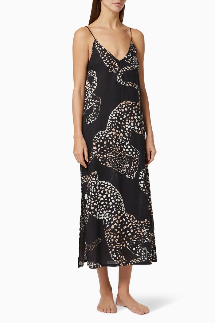 

Jag Print Slip Nightie in Cotton, Multicolour
