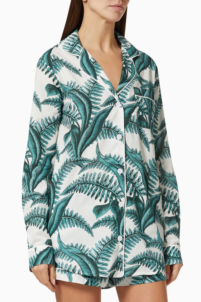 

Fern Print Signature Pyjama Set in Cotton, Multicolour