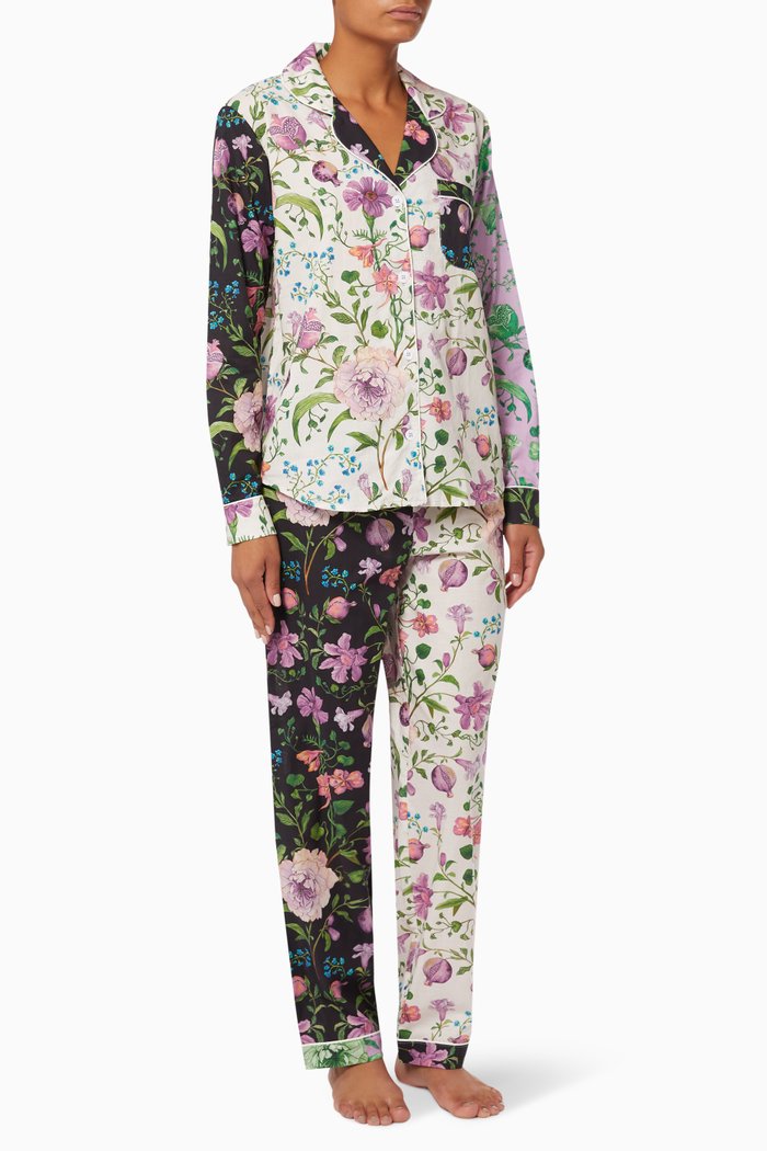 

Persephone Print Pyjama Set in Cotton, Black