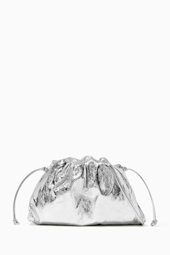

Mini Pouch in Laminated Nappa, Silver