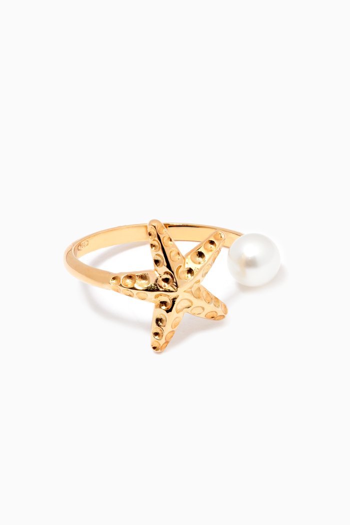 

Starfish Pearl Ring in 18kt Yellow Gold