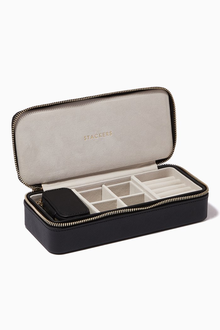 

Supersize Travel Jewellery Box in Vegan Leather, Black