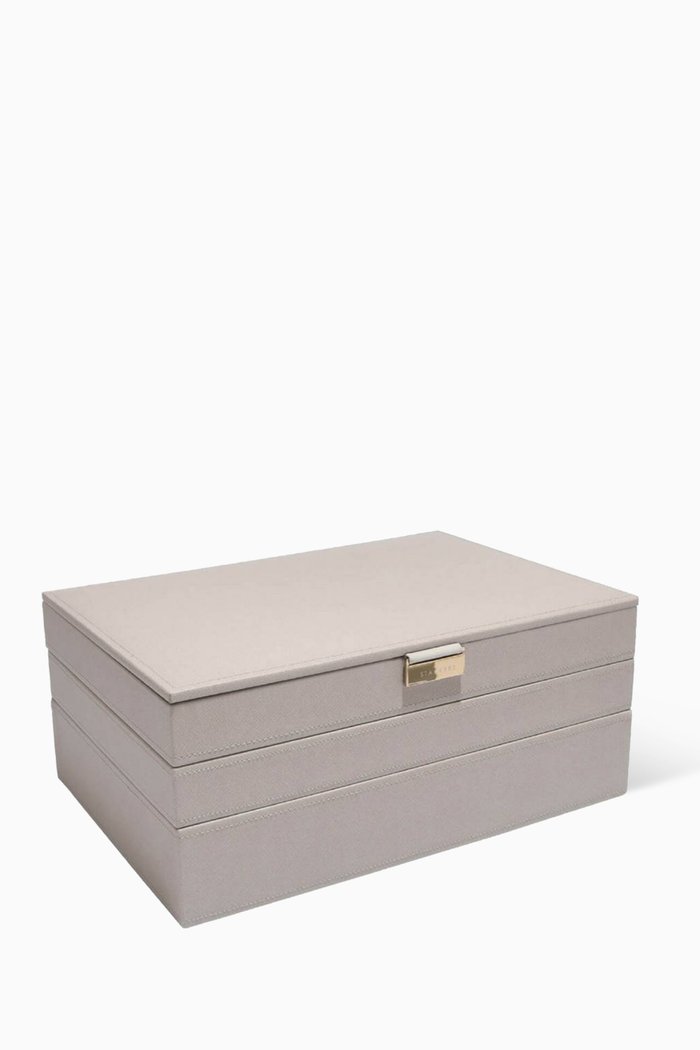 

Supersize 3-Layer Jewellery Box in Vegan Leather, Neutral