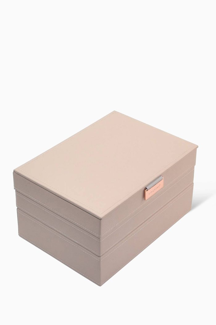 

Classic 3-Layer Jewellery Box in Vegan Leather, Pink