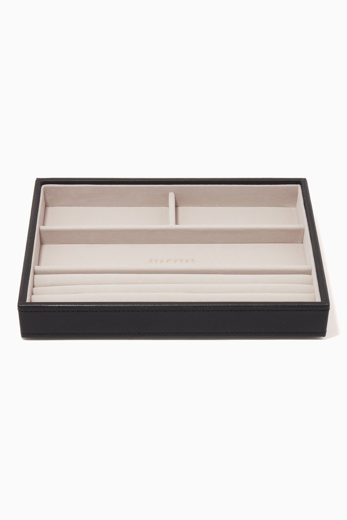 Classic Jewellery Box Layer in Vegan Leather, Black