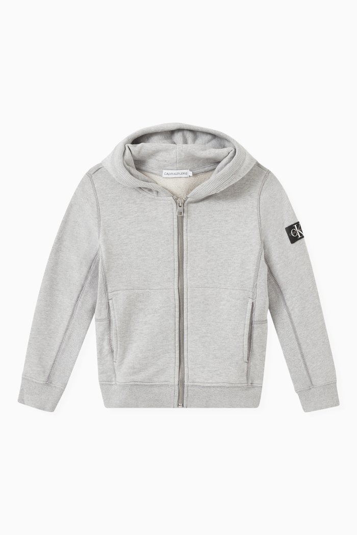 

Zip Up Hoodie in Organic Cotton, Grey