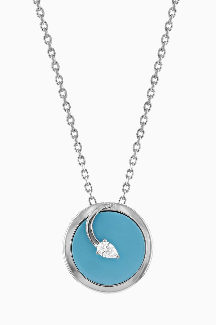 

CODA di LEONE Necklace with Turquoise & Diamond in 18kt White Gold, Large