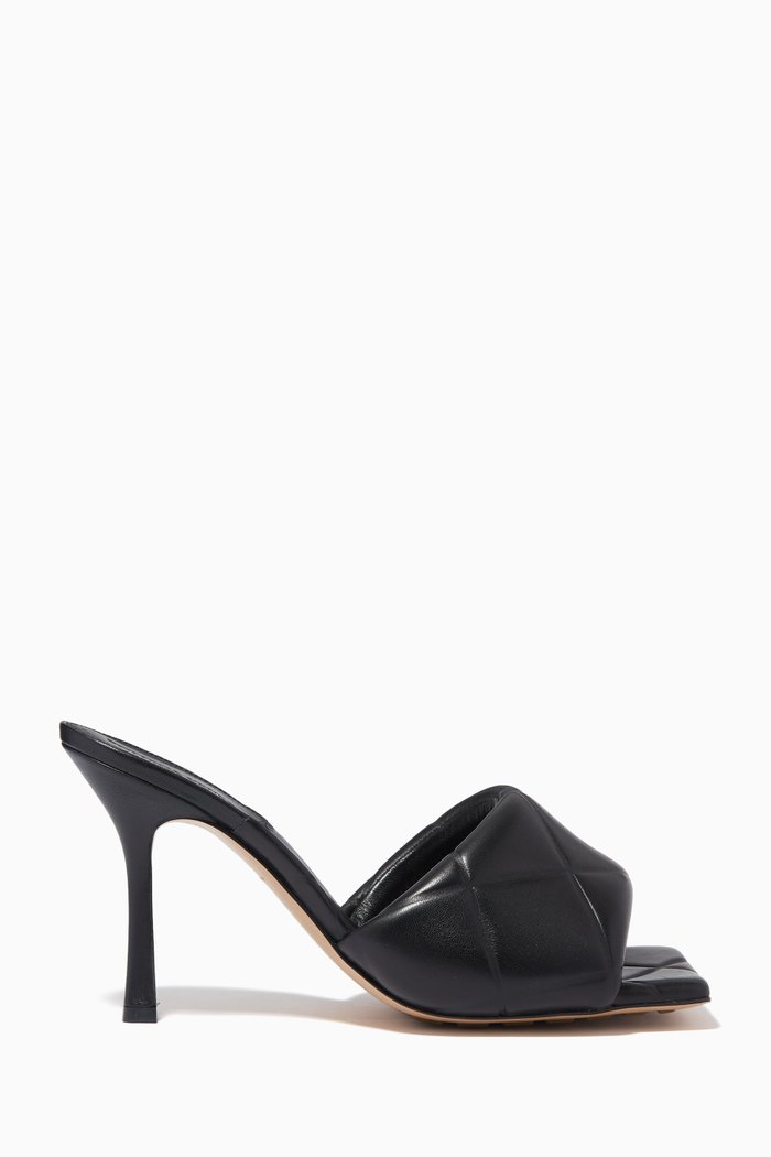 

Rubber Lido Mule Sandals in Thermo Quilted Nappa, Black