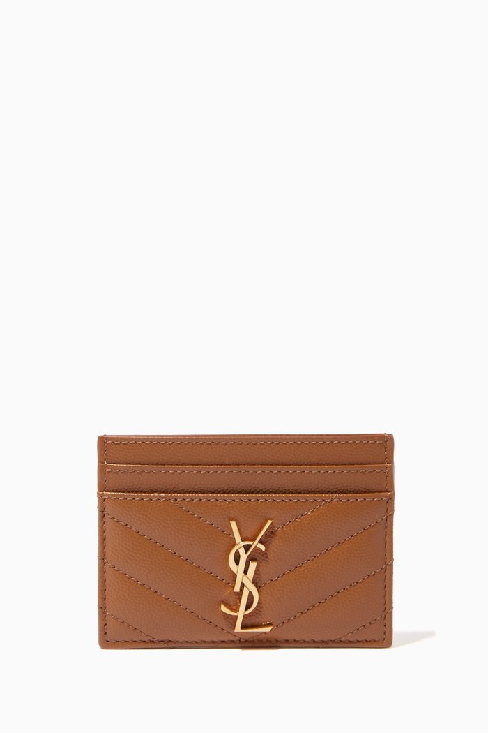 

Cassandre Card Case in Matelassé Leather, Brown