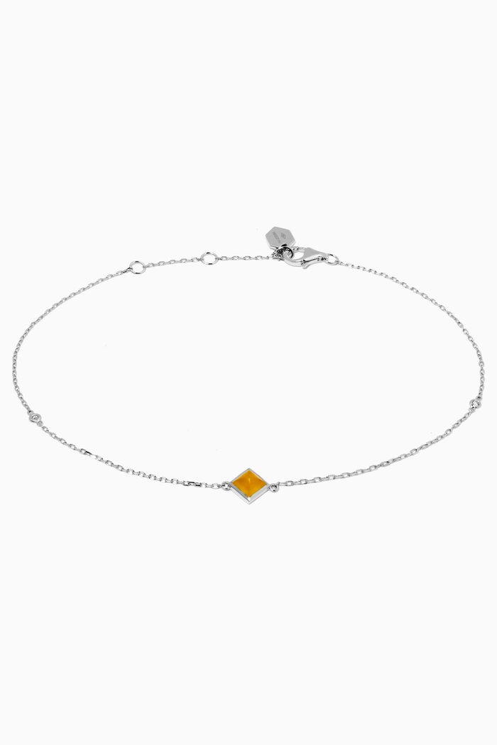 

Cleo Pyramid Diamond Anklet with Yellow Quartz in 18kt White Gold, Silver