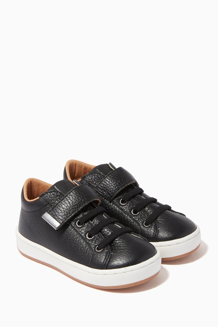 

Lace-up Sneakers in Leather, Black
