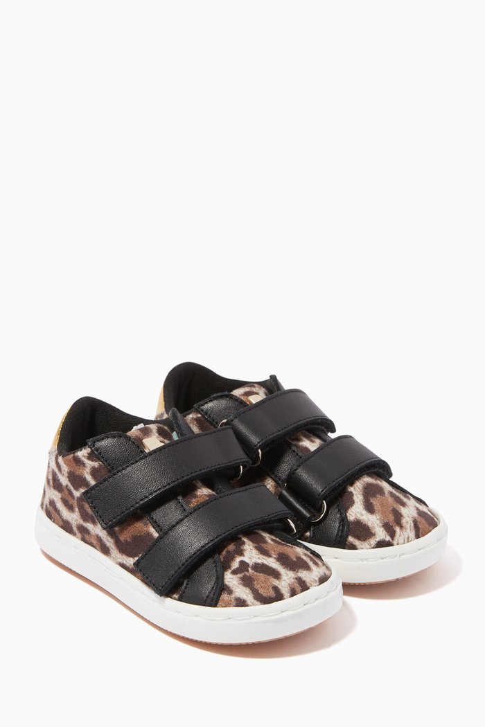 

Leopard Print Sneakers in Leather, Neutral