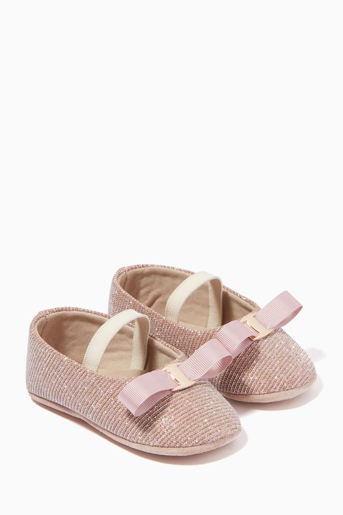 

Bow Detail Ballerinas in Leather, Pink
