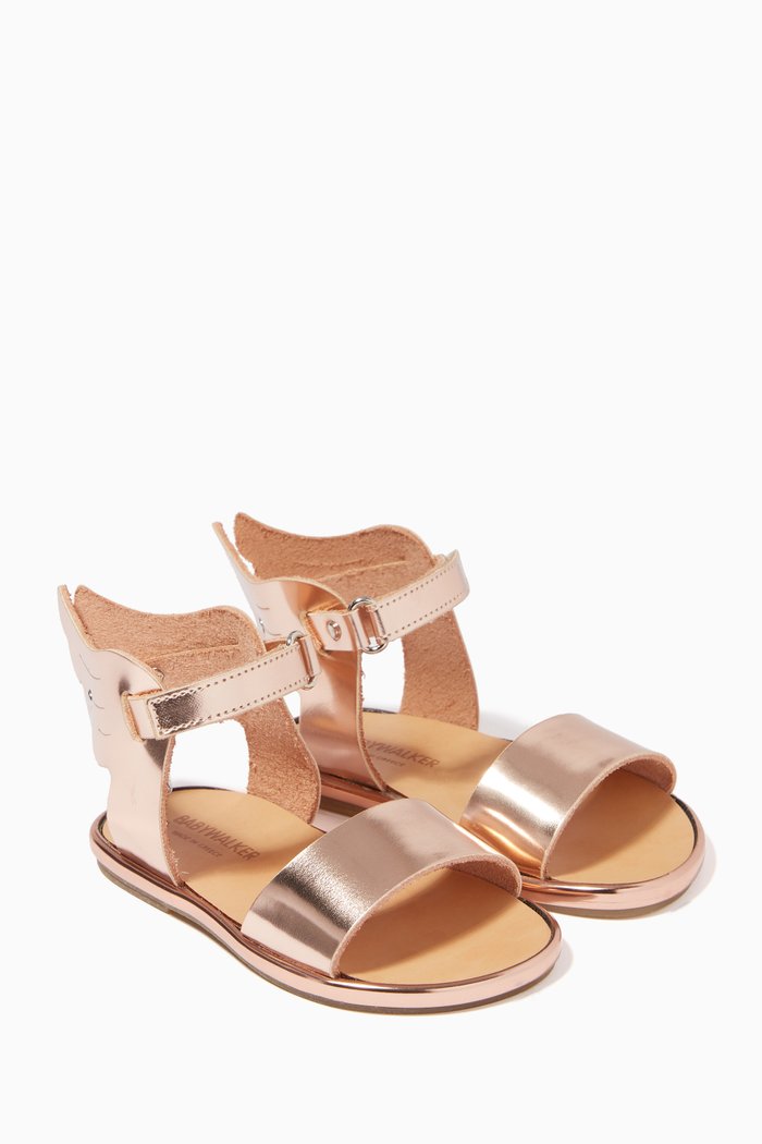 

Open-toe Sandals in Metallic Leather, Pink