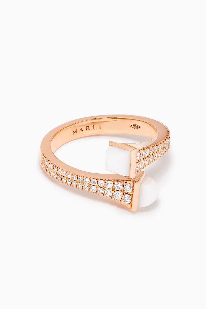 

Cleo Diamond & White Agate Ring in 18kt Rose Gold