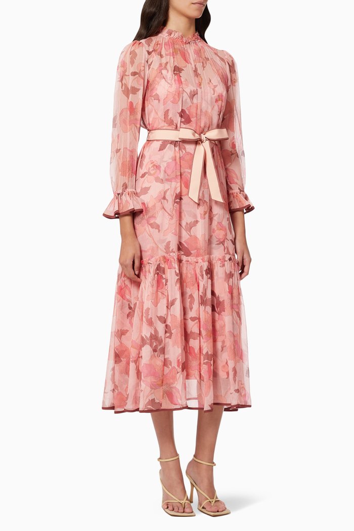 

Concert Tubular Midi Dress in Silk, Pink