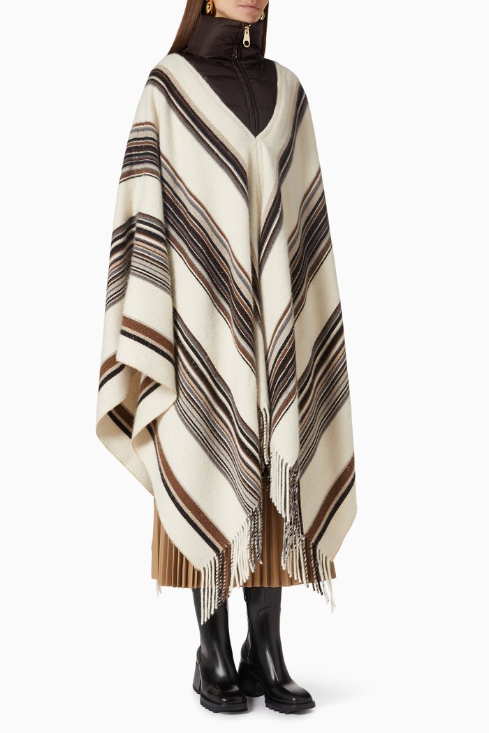 

Striped Blanket Puffcho in Cashmere & Eco-nylon, Neutral