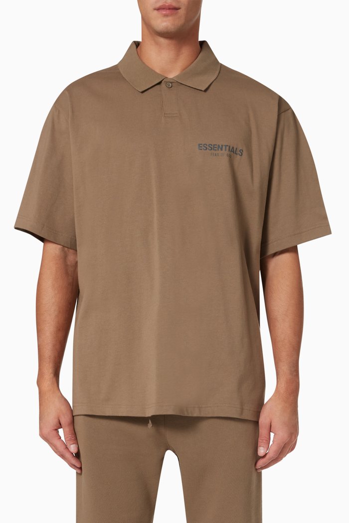 

Short Sleeve Polo T-shirt in Cotton, Grey