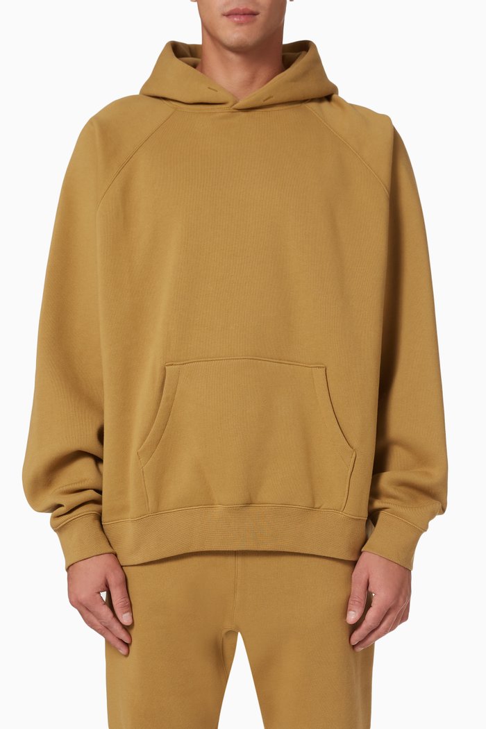 

Pullover Hoodie in Cotton, Brown