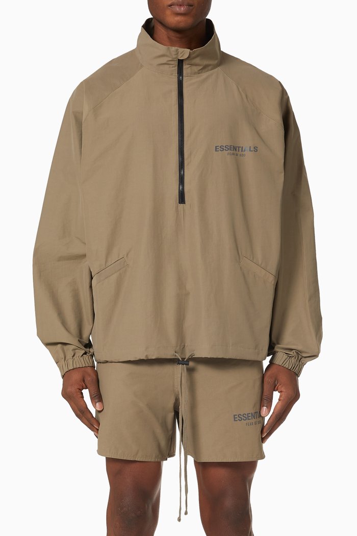 

Half Zip Track Jacket in Cotton, Grey