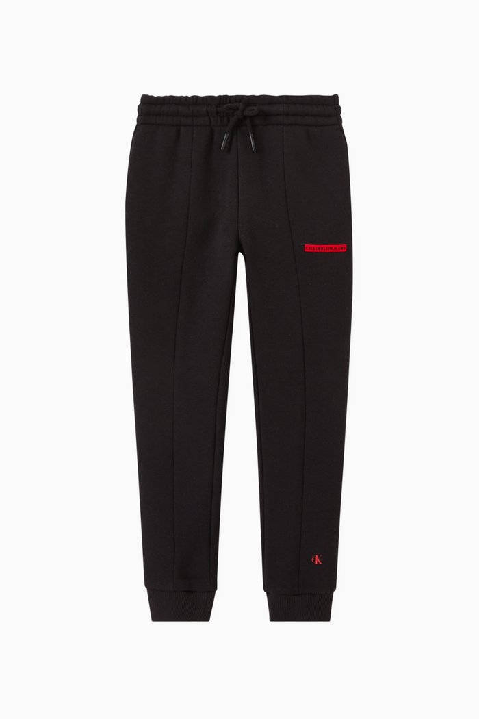 

Slim Jogger Pants in Organic Cotton Blend Fleece, Black