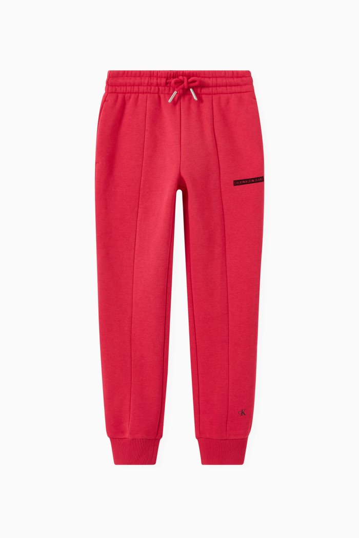 Slim Jogger Pants in Organic Cotton Blend Fleece, Pink