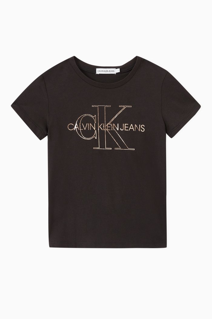 

Slim Metallic Logo T-shirt in Organic Cotton Jersey, Black