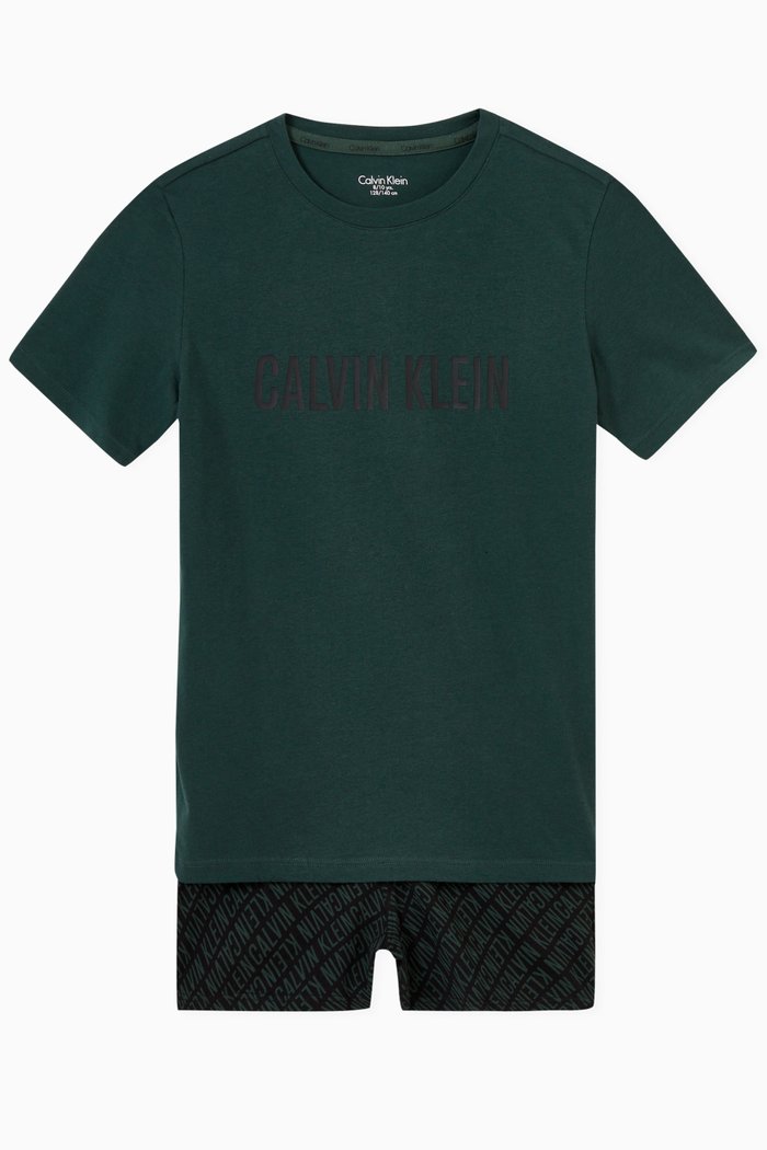 

T-shirt & Shorts Pajama Set in Stretch Jersey, Multicolour