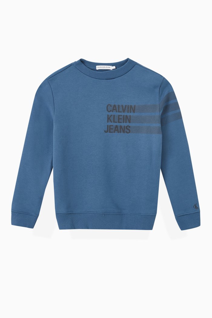 Dimension Logo Sweatshirt in Cotton Fleece, Blue