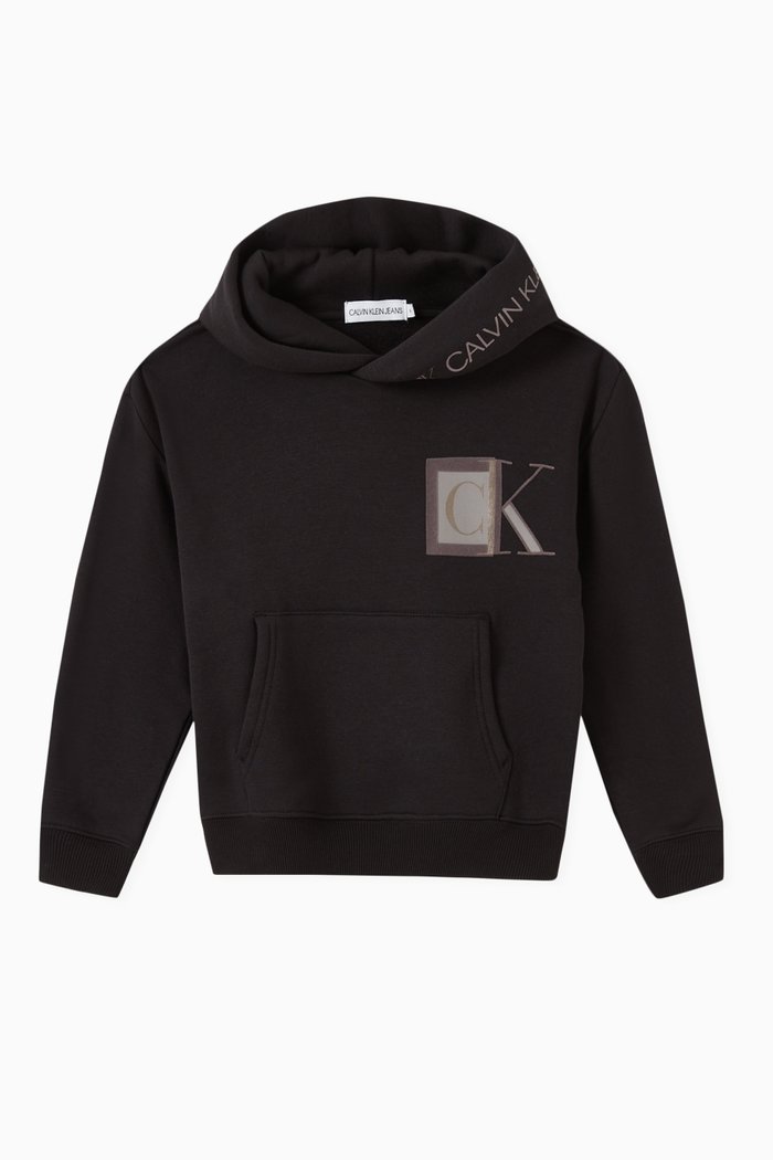 

Monogram Logo Hoodie in Terry, Black