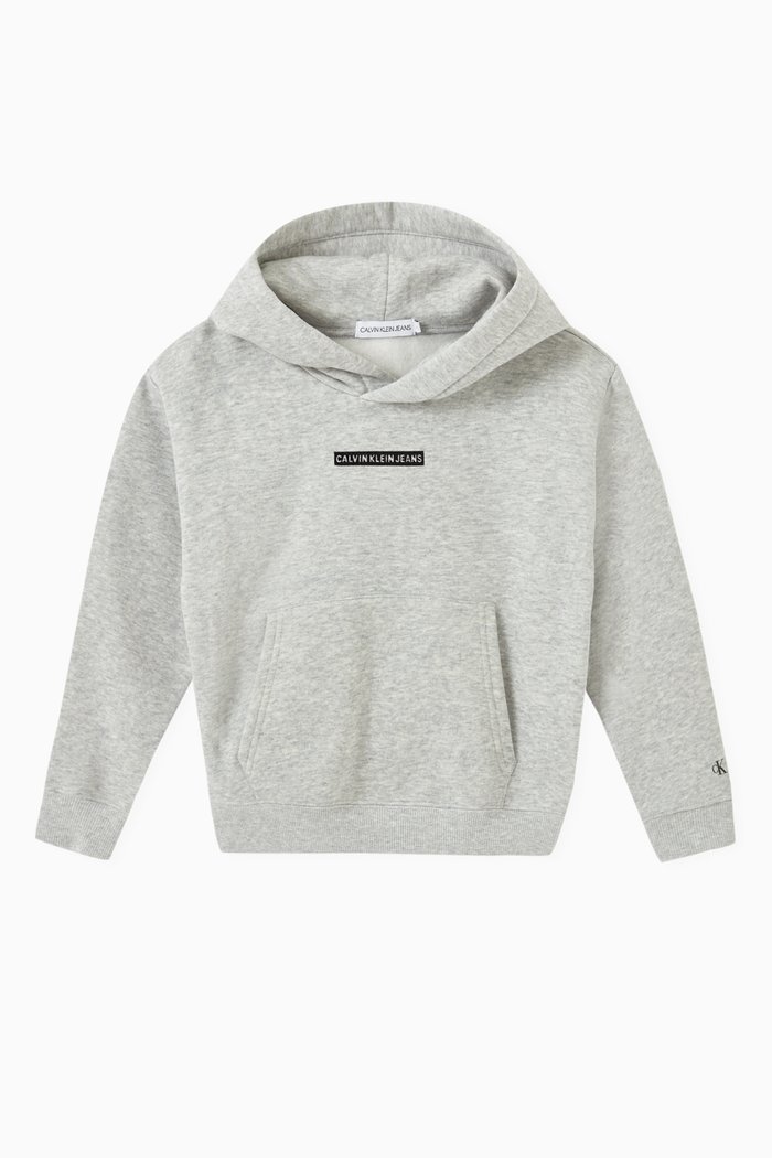 

Relaxed Hoodie in Organic Cotton Blend Fleece, Grey