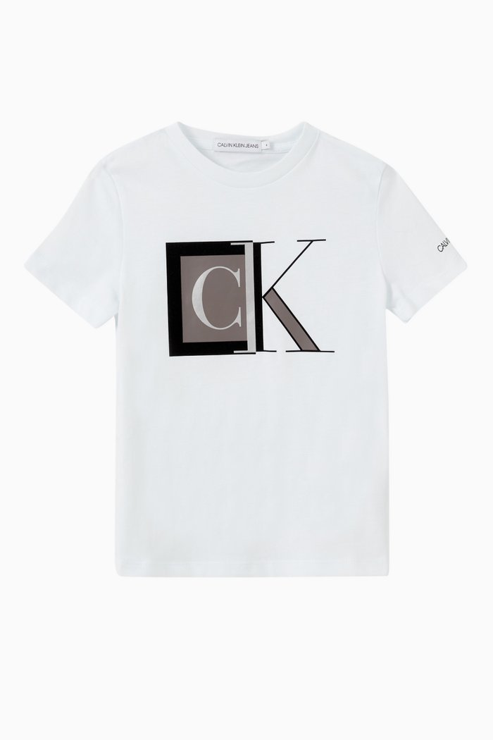 

Block Monogram T-shirt in Organic Cotton Jersey, White