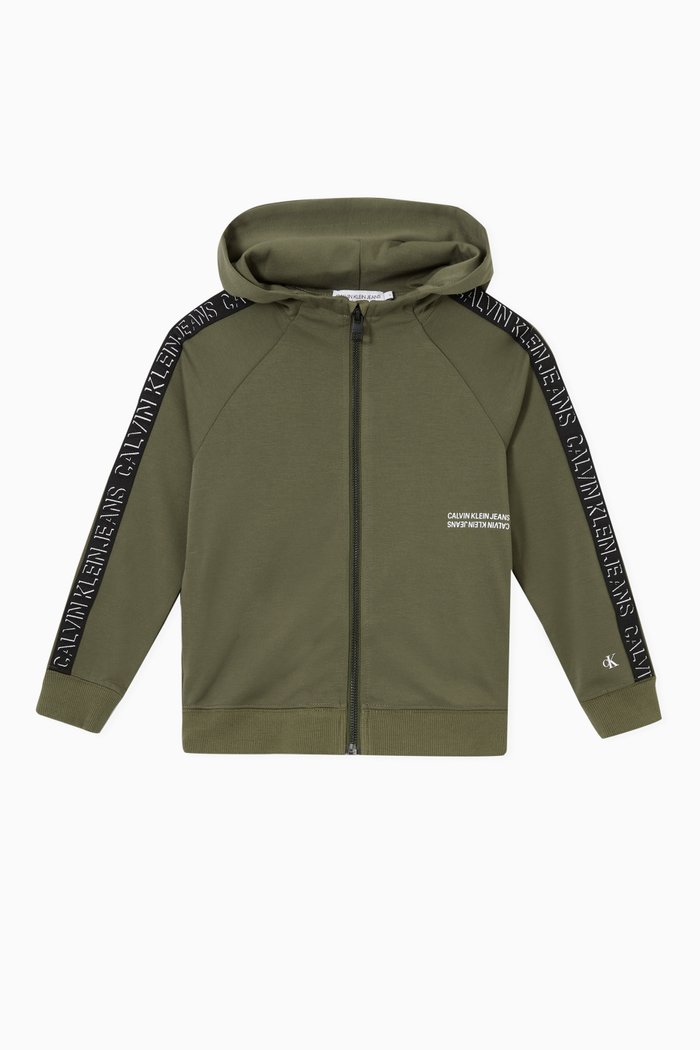 

Logo Tape Hoodie in Terry, Green
