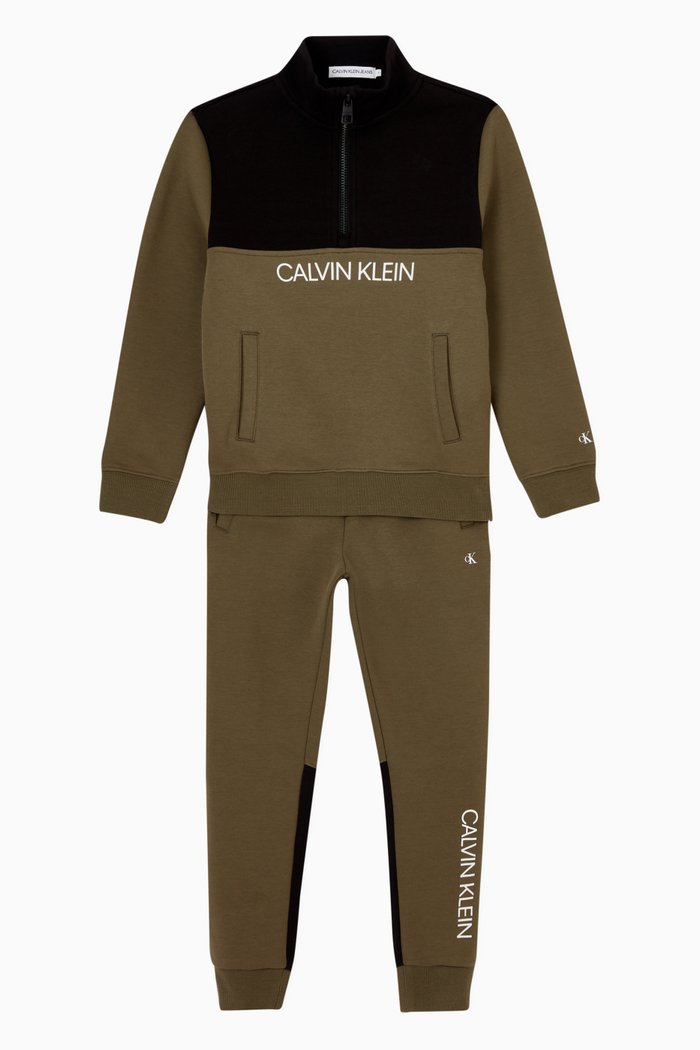 

Sweatshirt & Jogger Set in Cotton Blend, Green