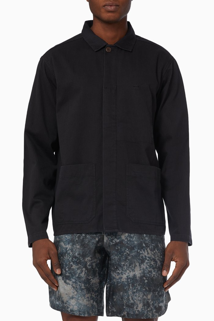 

Arpoador Jacket in Herringbone Cotton, Black